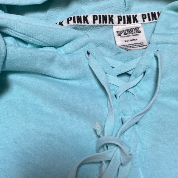 Victoria's Secret Light Blue Lace-Up Hoodie medium pale blue - Picture 3 of 4